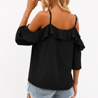 Sofia Black Ruffle Off-Shoulder Top