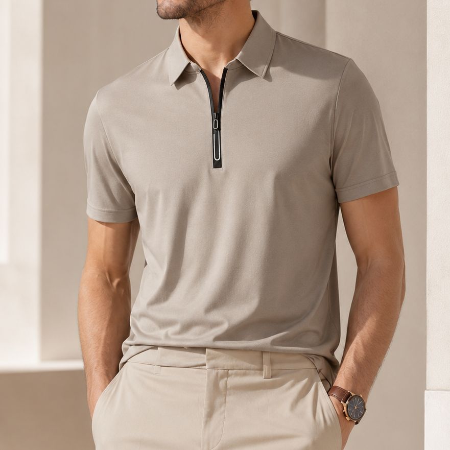 Ellis Lightweight Knit Zip Polo