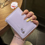Korean Style Simple Love Bow Short Wallet Female Cute Large Capacity Card Holder Girl Heart Multi-card Slot Document Bag Gift