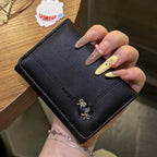 Korean Style Simple Love Bow Short Wallet Female Cute Large Capacity Card Holder Girl Heart Multi-card Slot Document Bag Gift