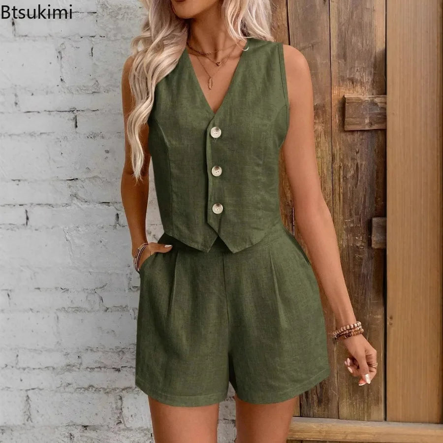 Women's Lightweight Cotton Linen Matching Set