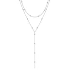 FTCY Simple Double Layered Long Tassel Chain Necklaces for Women Metal Geometric Bead Choker Necklace Women's Jewelry