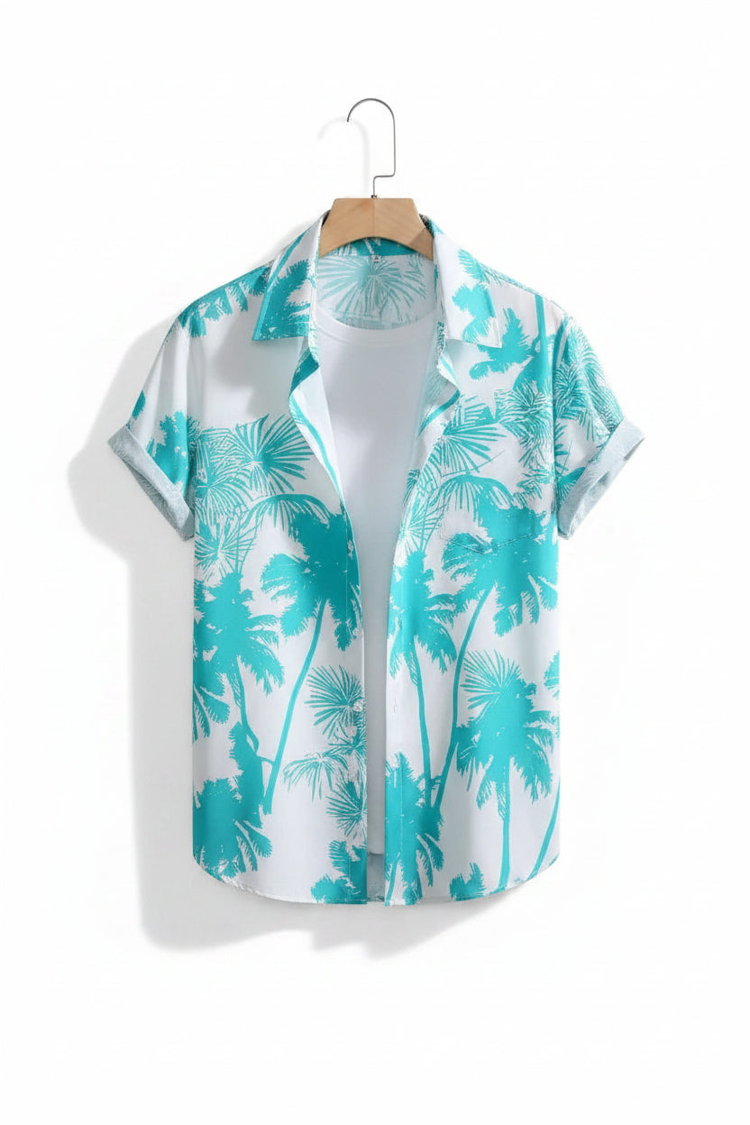 Men's Hawaiian Print Button-Up Shirt