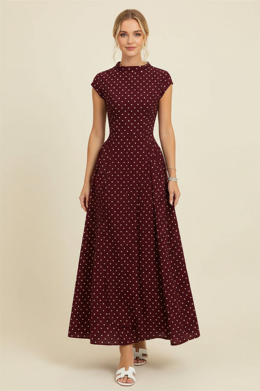 Women's Elegant Polka Dot Summer Maxi Dress