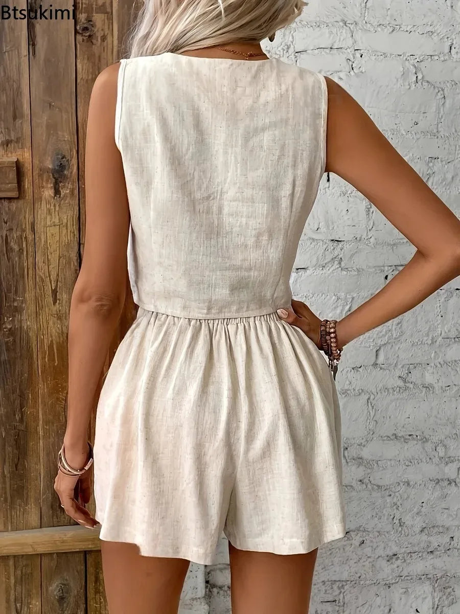 Women's Lightweight Cotton Linen Matching Set