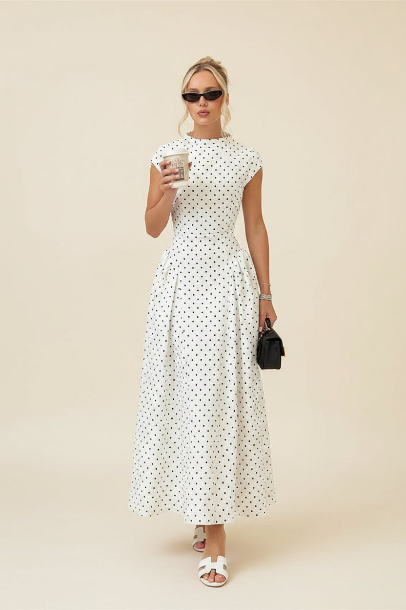 Women's Elegant Polka Dot Summer Maxi Dress