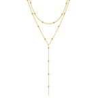 FTCY Simple Double Layered Long Tassel Chain Necklaces for Women Metal Geometric Bead Choker Necklace Women's Jewelry