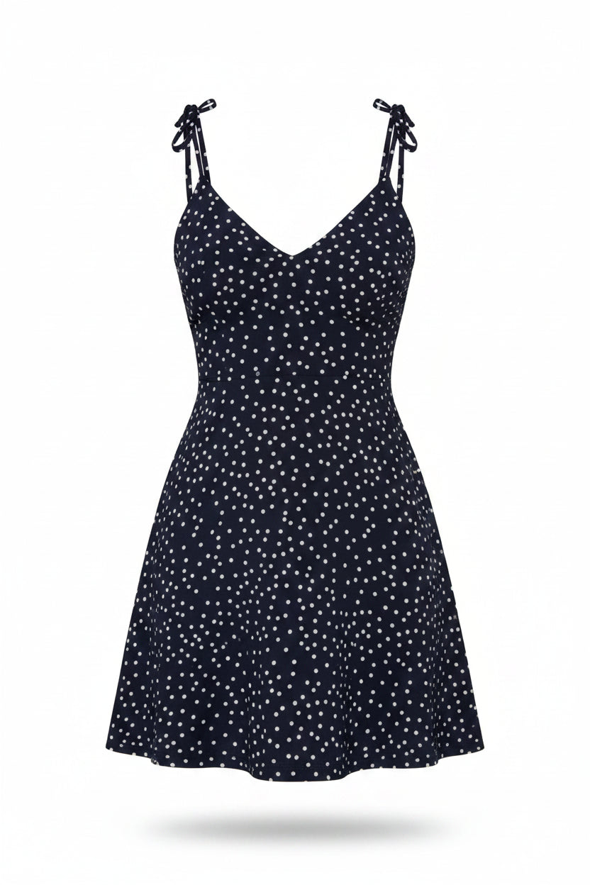 Women's Polka Dot Backless Mini Sundress