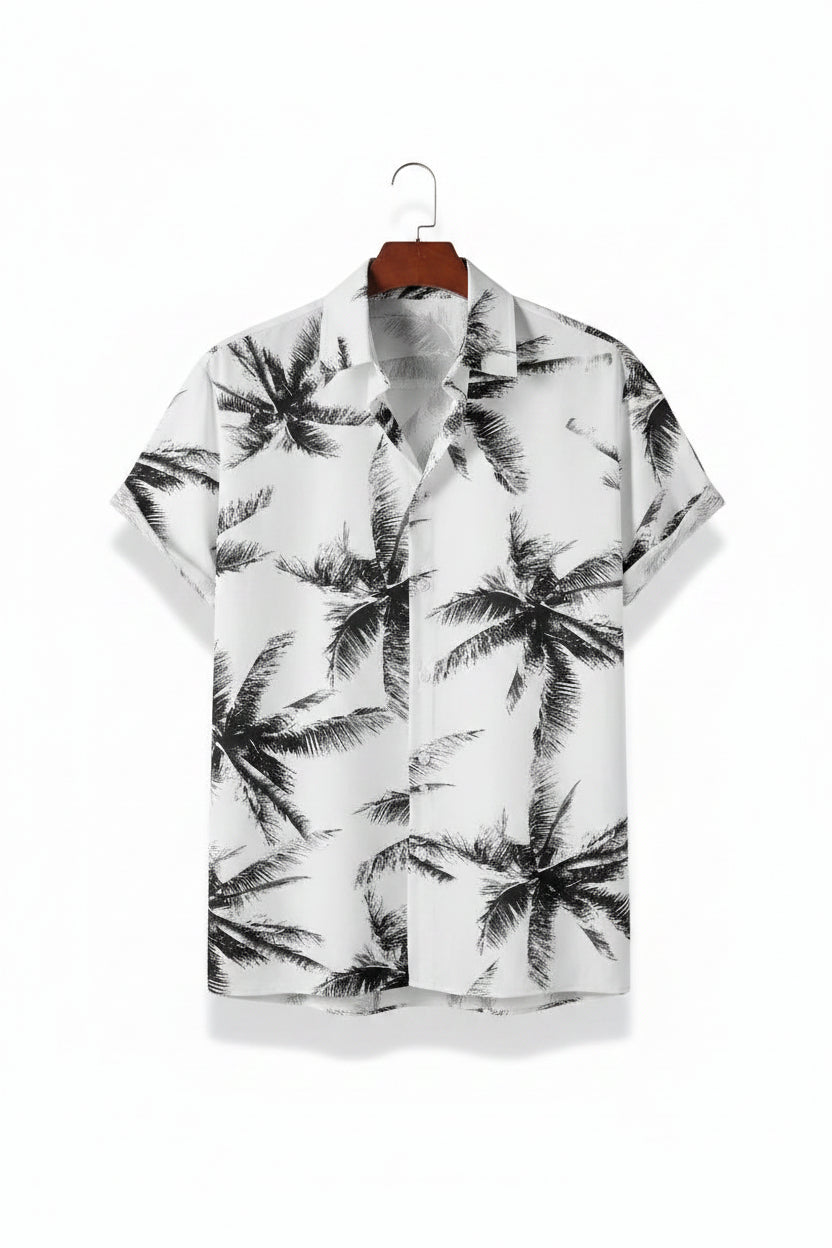 Men's Hawaiian Print Button-Up Shirt