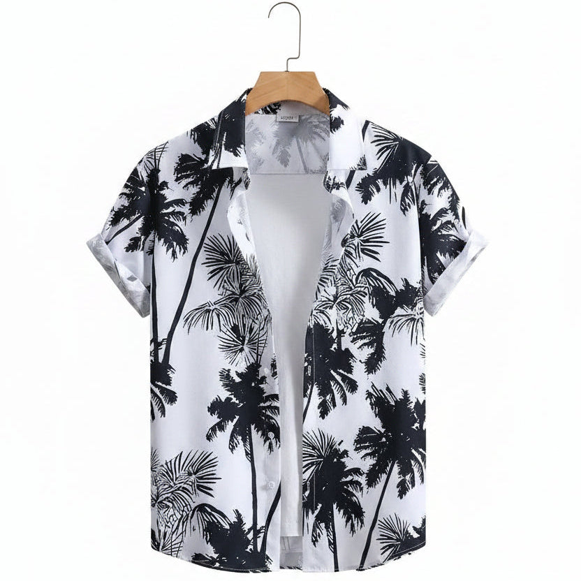 Men's Hawaiian Print Button-Up Shirt