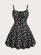 New fashion floral elegant sleeveless thin strap camisole dress