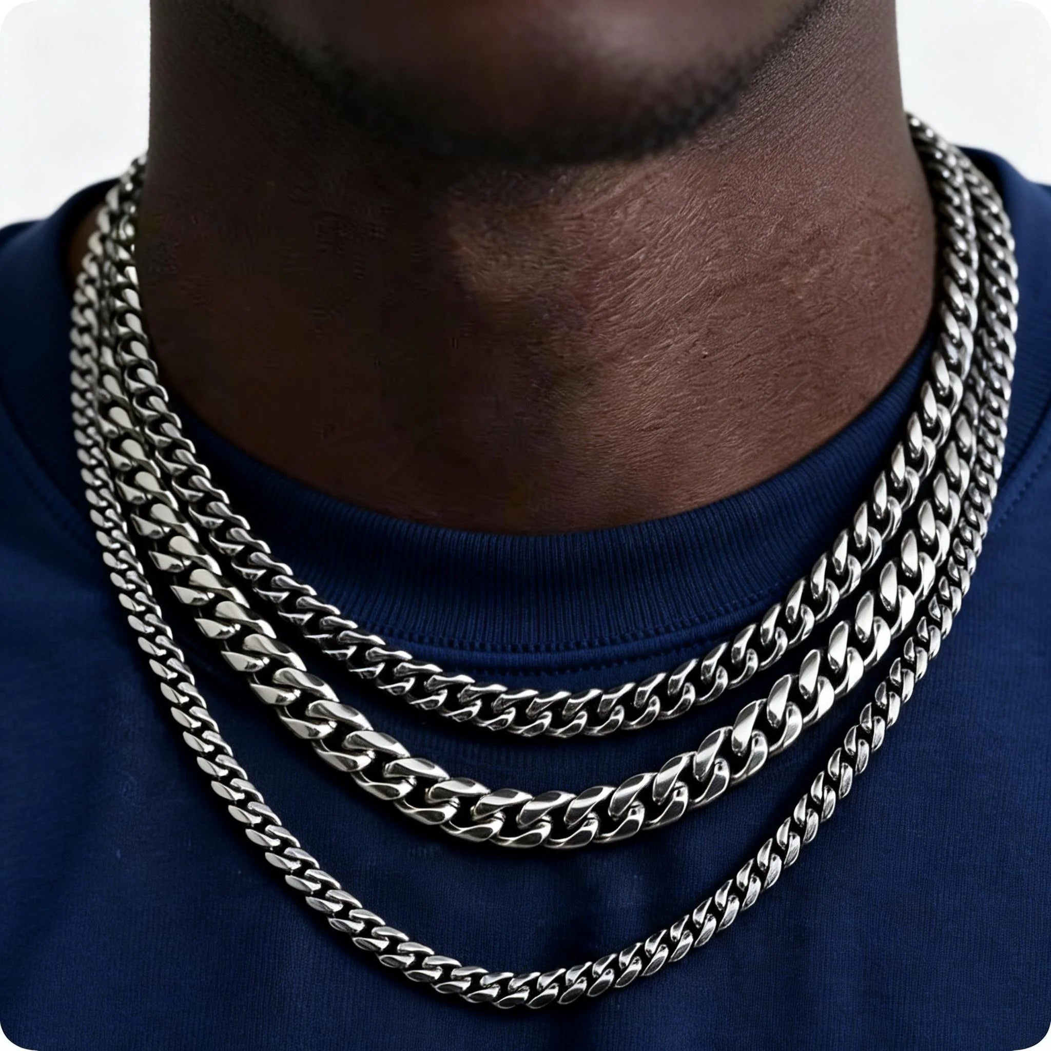 Vintage Stainless Steel Cuban Chain Necklace